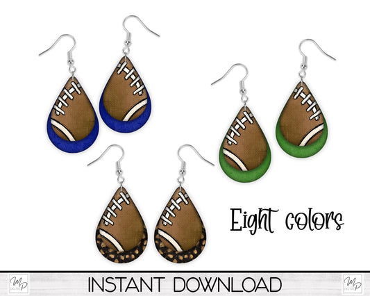 Football Teardrop Earring Design Bundle, PNG Sublimation Design Bundle, Digital Download