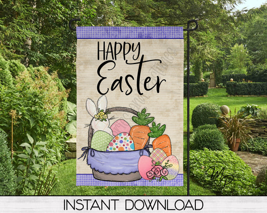 Happy Easter Garden Flag Design for Sublimation, Yard / Patio Flag, Digital Download