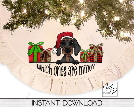 Christmas Dachshund Tree Skirt Sublimation Design - Commercial Use