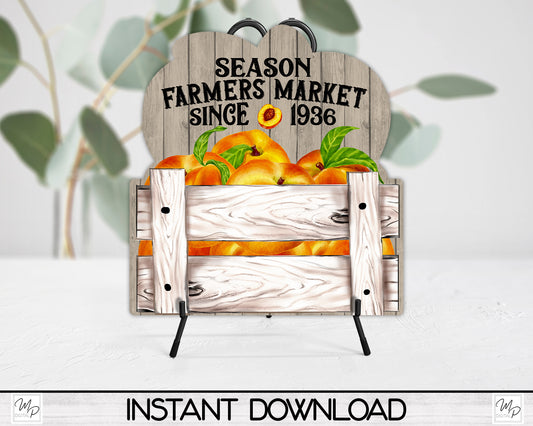 Farmers Market Peaches Sign PNG Design for Sublimation, Digital Download
