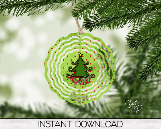 3 Inch Christmas Wind Spinner PNG Digital Download for Sublimation, Whimsical Christmas Tree