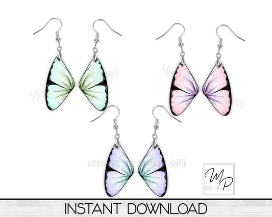 Butterfly Wings Earring PNG Design Bundle for Sublimation, Digital Download