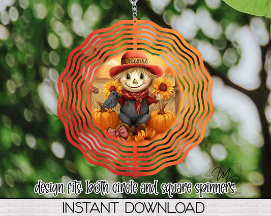Fall Scarecrow Wind Spinner PNG Digital Sublimation Design, Commercial Use