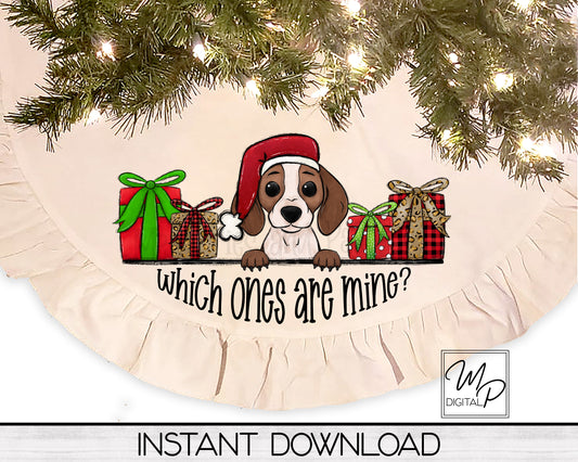 Christmas Beagle Tree Skirt Sublimation Design - Commercial Use