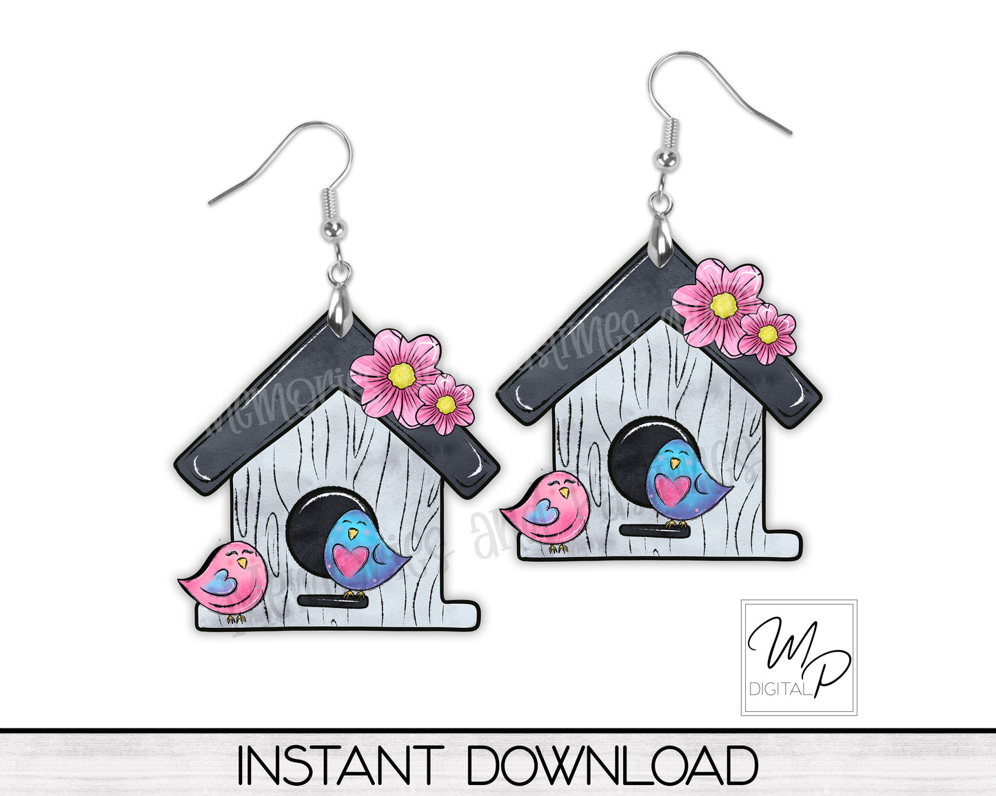 Birdhouse PNG Design for Sublimation of Signs and Earrings, Digital Download