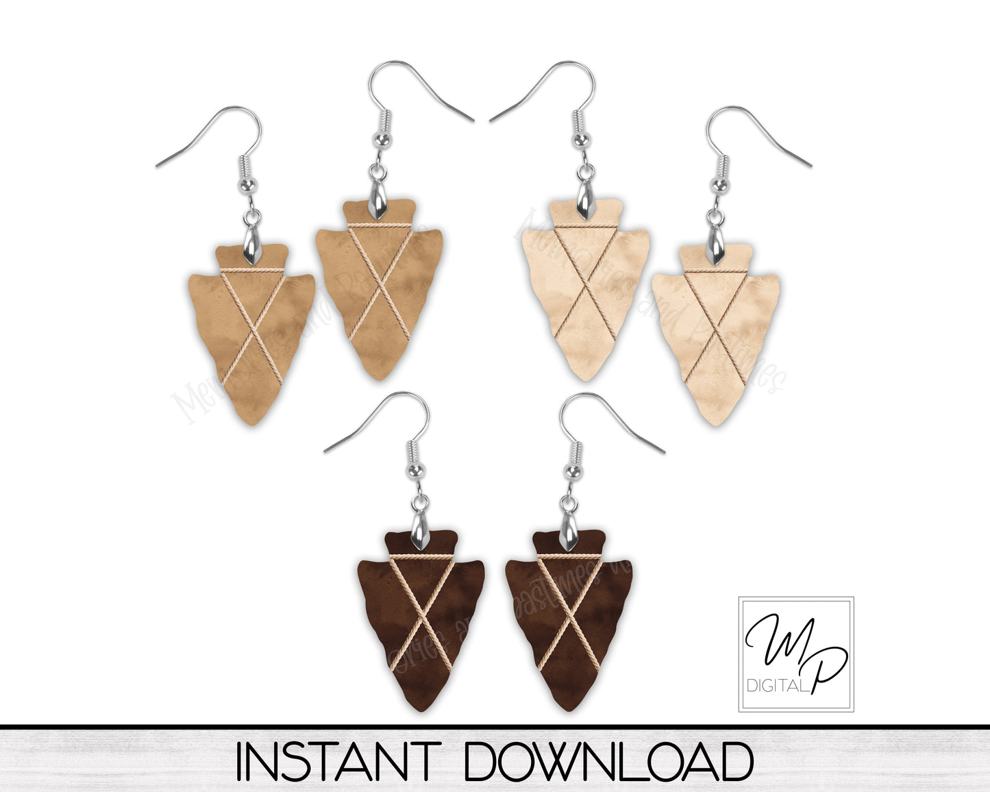 Western BUNDLE PNG Sublimation Design for Arrowhead Earring, Digital Download