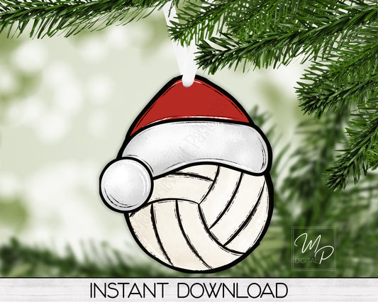 Christmas Volleyball Santa Hat PNG Design for Sublimation, Digital Download