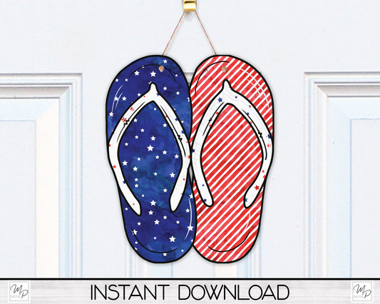Patriotic Double Flip Flop PNG Design for Sublimation of Signs, Keychains, Digital Download