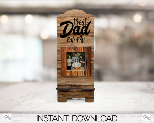 Best Dad Ever Cell Phone Stand PNG for Sublimation Design, Digital Download