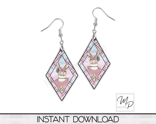 Easter Bunny PNG Sublimation Design for Diamond Drop Earring, Digital Download