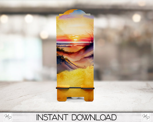 Sunset Beach Cell Phone Stand PNG for Sublimation Design, Digital Download