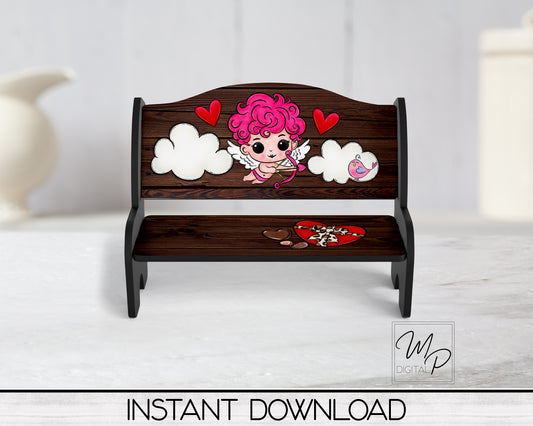 Valentines Day Cupid Bench PNG for Sublimation, Sublimation Design for Tiered Tray Benches, Digital Download