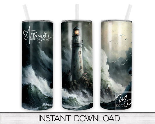 Lighthouse 20oz Skinny Tumbler PNG Sublimation Design, Digital Download