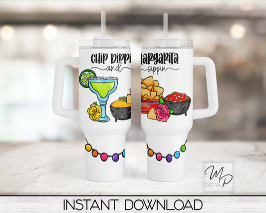 Margarita and Chips 40oz Tumbler Wrap Design - PNG Tumbler Sublimation Design Download