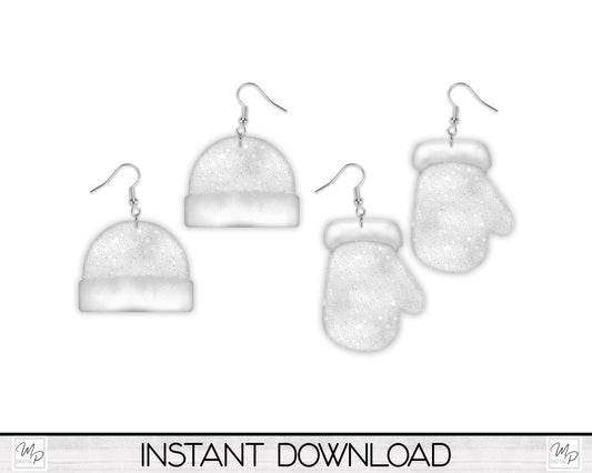 Matching Beanie and Mitten Earring Design for Sublimation, Digital Download