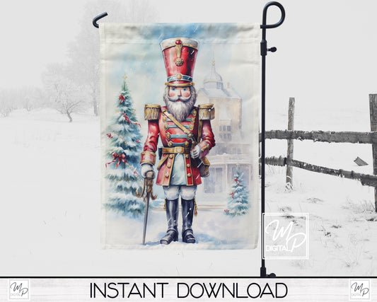 12x18 Garden Flag Sublimation Design, Christmas Nutcracker, Patio Flag Digital Download