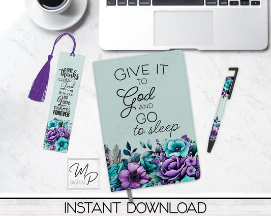 Prayer Journal, Bookmark and Pen Set PNG Sublimation Design, Digital Download