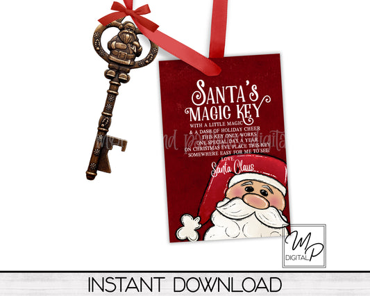 Santa's Magic Key Rectangle PNG Digital Download for Sublimation