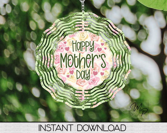 Happy Mother's Day Wind Spinner PNG Digital Sublimation Design, Commercial Use