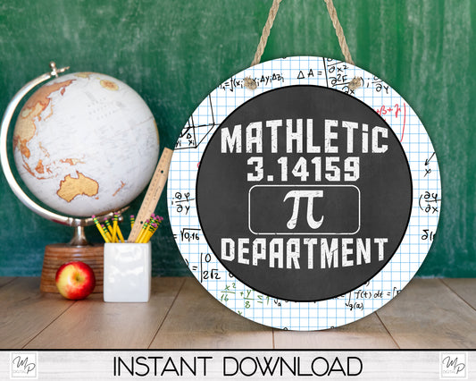 Math Teacher Round Classroom Sign, PNG Design for Sublimation, Digital Download