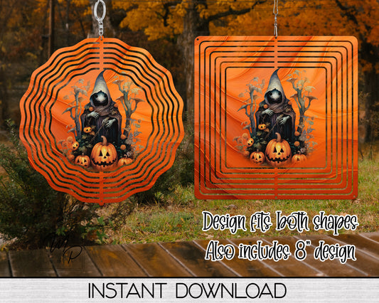 Spooky Halloween Garden Wind Spinner PNG Design for Sublimation, Digital Download