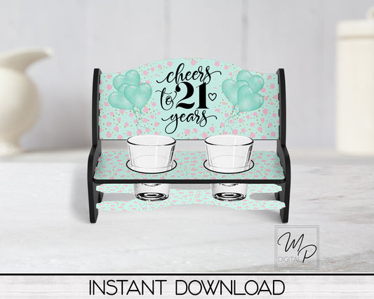 21st Birthday Shot Glass Bench PNG Digital Download for Sublimation