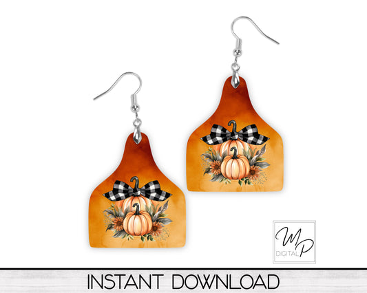Cow Tag Sublimation Design for Earrings, Door Hangers, Sunflowers and Pumpkins, Digital Download