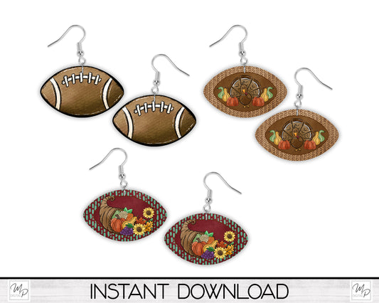 Fall Football Earring Design Bundle for Sublimation of Earrings and Signs