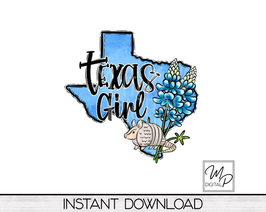 Texas Girl PNG Sublimation Design for Shirts and Mugs, Commercial Use