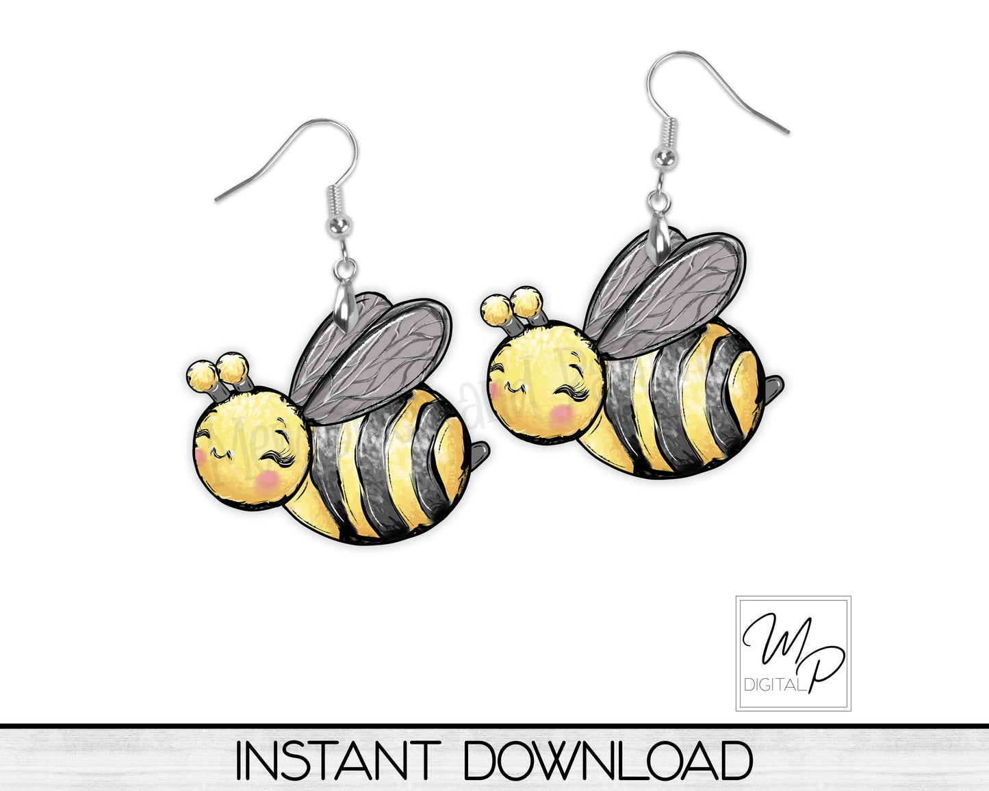 Honey Bee PNG Design for Sublimation, Earrings, Door and Wreath Signs