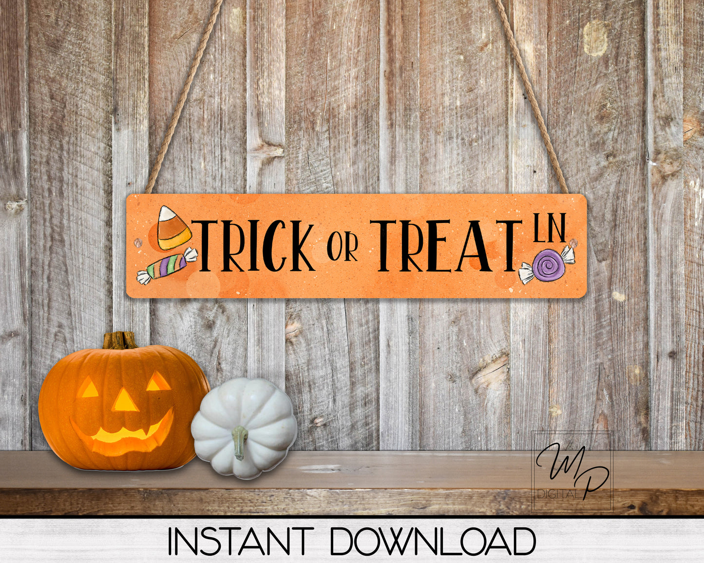 Trick or Treat Halloween Rectangle Sign PNG Design for Sublimation, Street Sign Design, 11x2.5