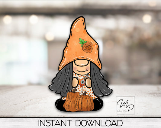 Halloween Girl Gnome PNG Sublimation Digital Design Download
