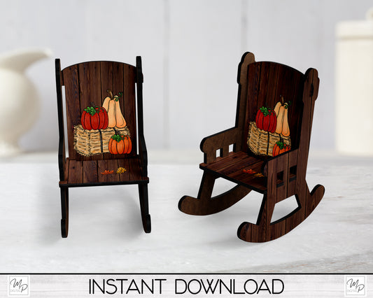 Fall Pumpkins MDF Rocking Chair PNG Sublimation Design, Digital Download