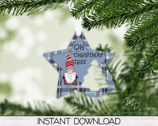 Star Christmas Tree Ornament Sublimation PNG Digital Design Download for Personal and Commercial Use