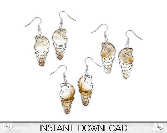 Long Shell Earring Bundle PNG Design for Sublimation, Digital Download