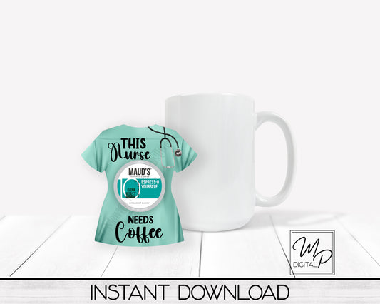 Nurse Single Coffee Pod Holder PNG Sublimation Design, Digital Download