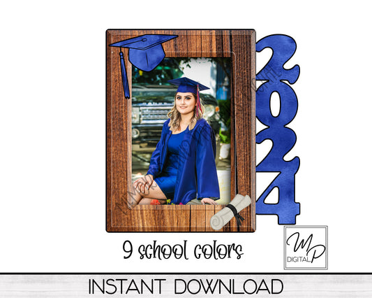 2024 Graduate Photo Frame, 9 School Colors, Digital Download for Sublimation