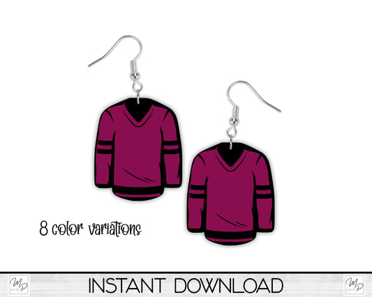 Hockey Jersey Earring / Sign Design for Sublimation, Digital Download