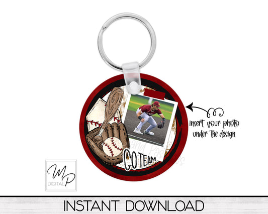 9 Team Colors Baseball Round with Photo Sublimation Design, Digital Download