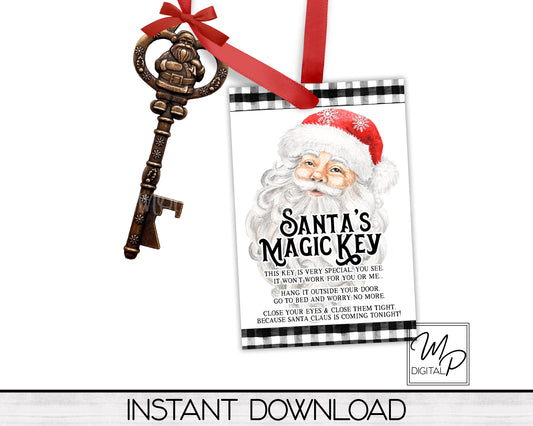Santa's Magic Key Rectangle PNG Digital Download for Sublimation