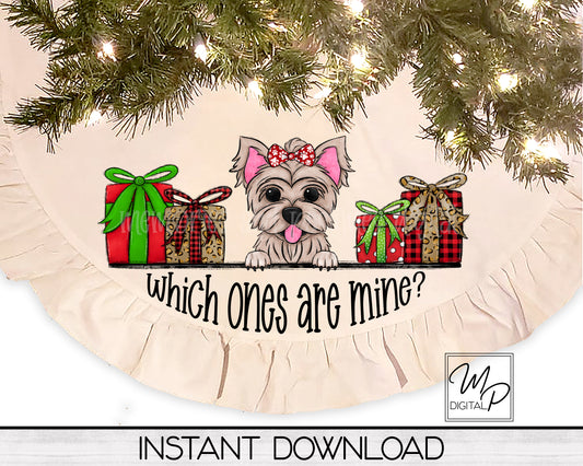 Christmas Yorkie Tree Skirt Sublimation Design - Commercial Use