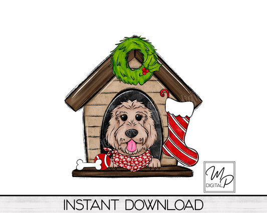 Christmas Golden Doodle Sublimation Design PNG Digital Download - Tote Tshirt Sublimation - Commercial Use