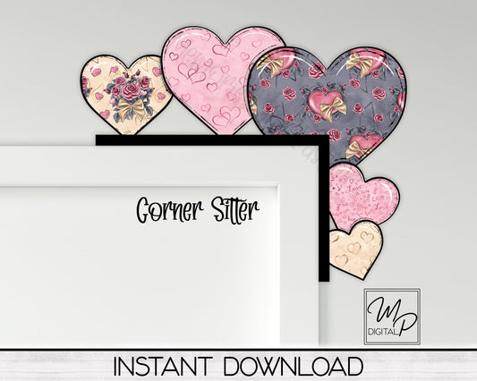 Valentine Hearts Over The Door Corner Sitter PNG Digital Download for Sublimation