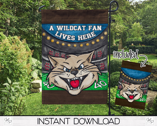 Wildcat Football Fan Garden Flag Design for Sublimation, Digital Download