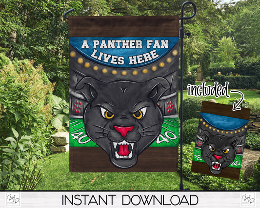 Panther Football Fan Garden Flag Design for Sublimation, Digital Download
