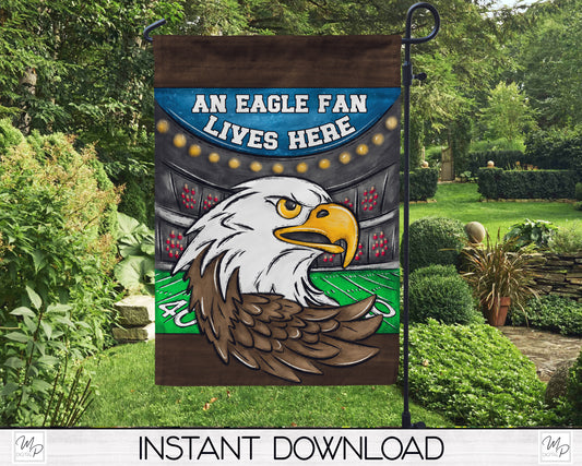Eagle Football Fan Garden Flag Design for Sublimation, Digital Download