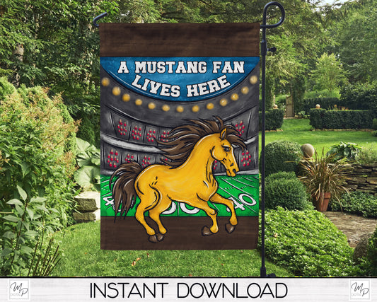 Mustang Football Fan Garden Flag Design for Sublimation, Digital Download