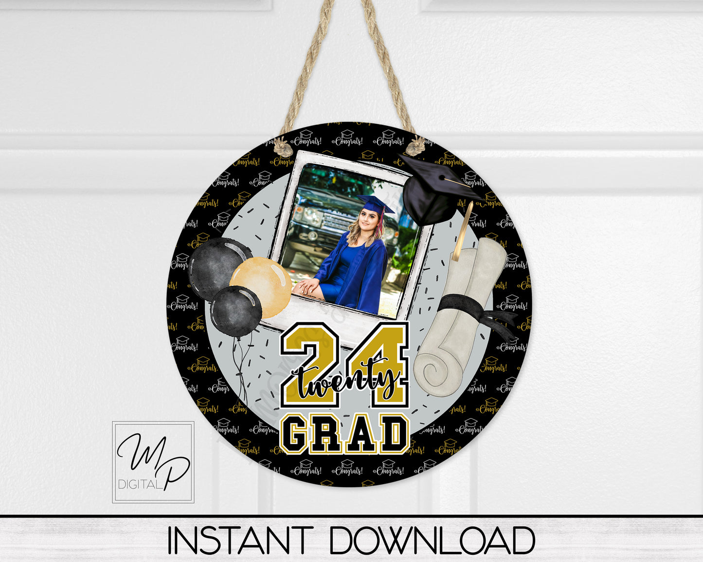2024 Graduate Round PNG Door Hanger Sign, Digital Download for Sublimation