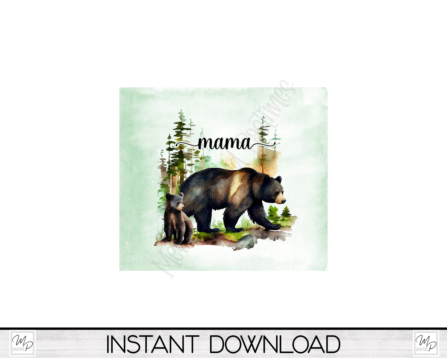 Mama Bear 20oz Skinny Tumbler PNG Sublimation Design, Tumbler Digital Download