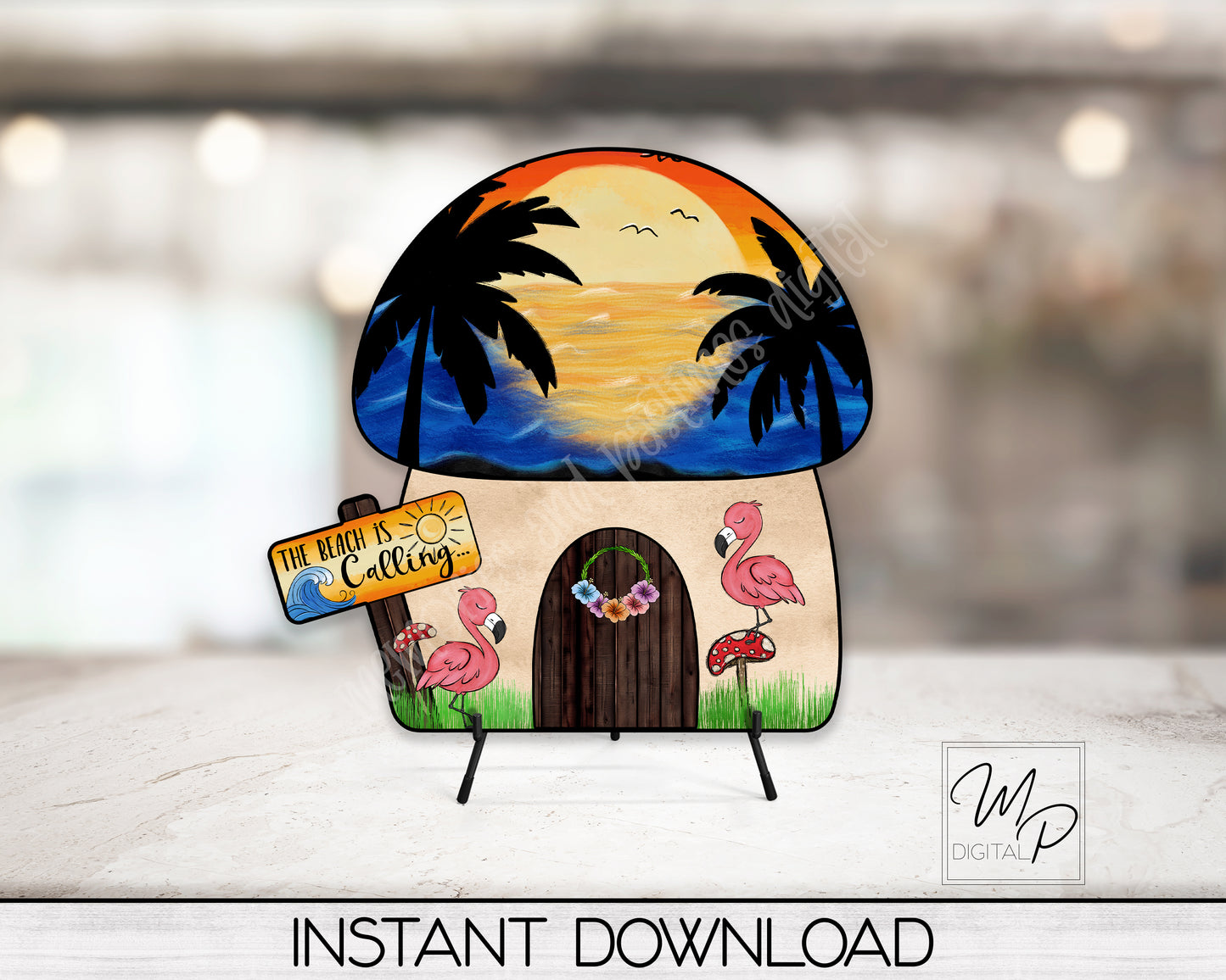 Beach Interchangeable Mushroom House PNG File For Sublimation
